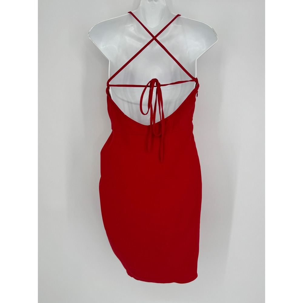 Amanda Uprichard Jasalina Halter Mini Dress Small Red Cocktail Party Date Night - Picture 7 of 11